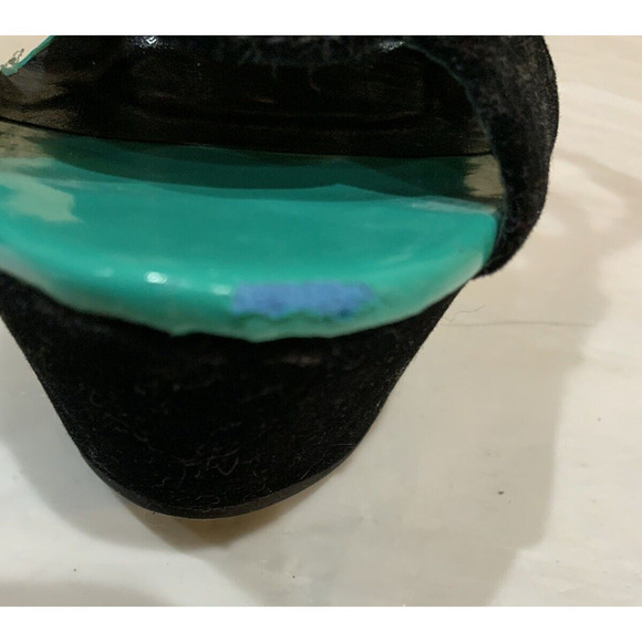 Alba Candy Neon Colorful Velvet Leather Buckle Strap Women's Sz 5.5 Wedge Sandal - Picture 10 of 10